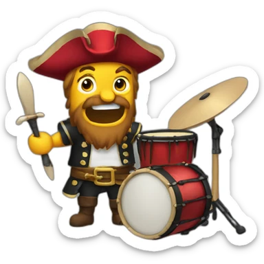 drumming pirate sticker