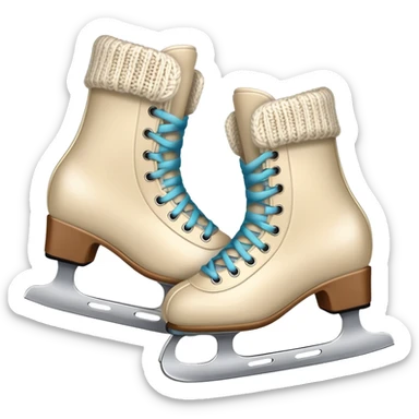 ice skates with cozy legwarmers pulled over them sticker