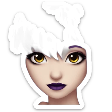 Elissabat-lightpinkskin-with-bangs-long-hair-dark-plumpurple-and-black-vampire-goth-makeup-pinkeyes-romanticgothcloses- sticker