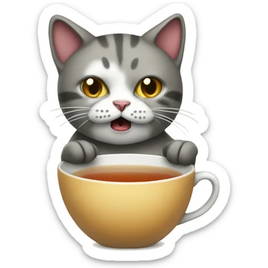 SICK CAT with a cup of tea sticker