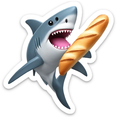 Shark with pink beret and baguette  sticker