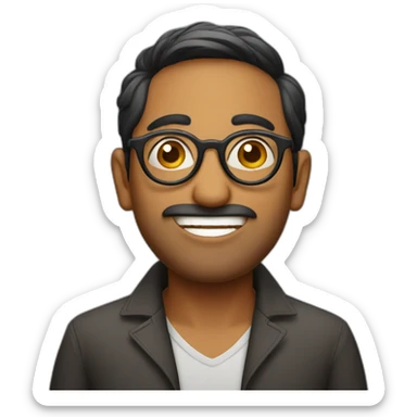Indian guy with round glasses sticker