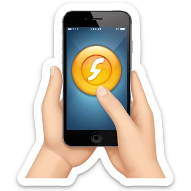 a hand holding a phone taking a picture with flash sticker