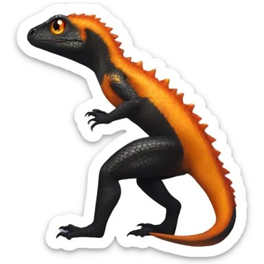 Black Shiny Lizard-Reptile-Raptor-Fakémon with Orange belly Full Body sticker