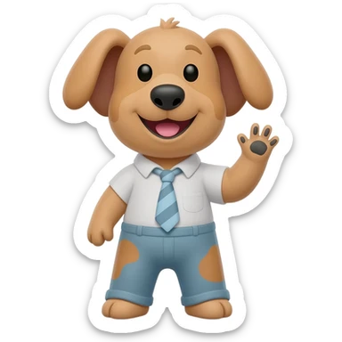dog waves his hand sticker