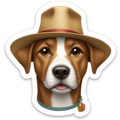 a dog with a hat sticker