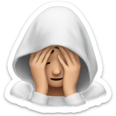 overwhelmed woman hiding her face using hands sticker