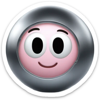 Metal cute black eyes Kirby ball driving on 4 car wheels sticker
