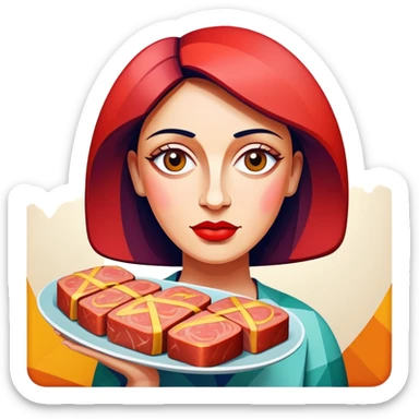 picasso art woman with SPAM MEAT Landscape  sticker