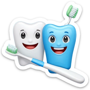 toothbrush and toothpaste crossed, playful emoji style sticker