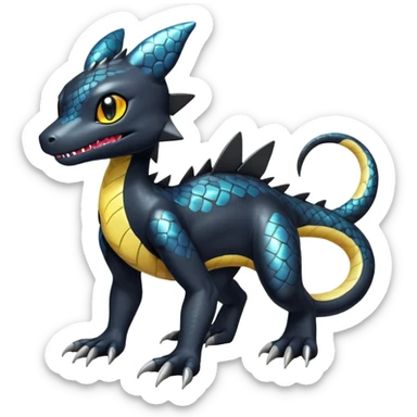 Cute Shiny Agumon-Salandit-Umbreon-Fakémon-hybrid-creature (full body)  sticker