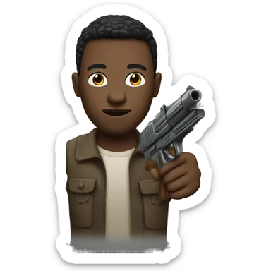 guy using a toy realistic gun sticker