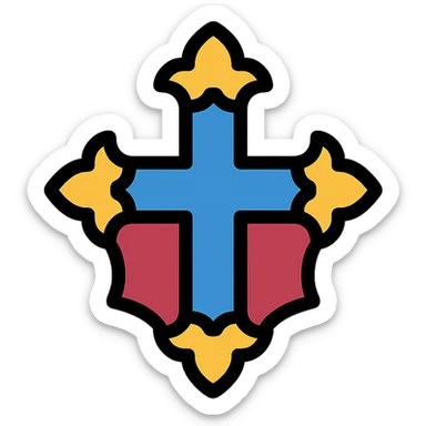 gothic cross icon with color outline, sized for 50x50 pixels sticker