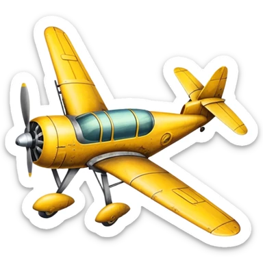 yellow propeller plane sticker