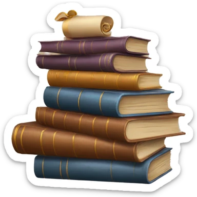 pile of books and scrolls sticker