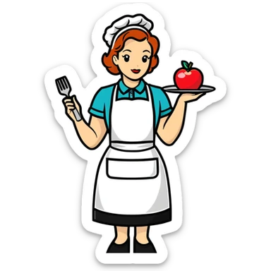 Baking lady with an apron that says miss Mac’s sticker