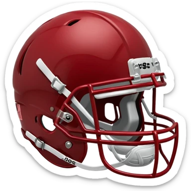 College football player helmet in a deep, dark red color sticker