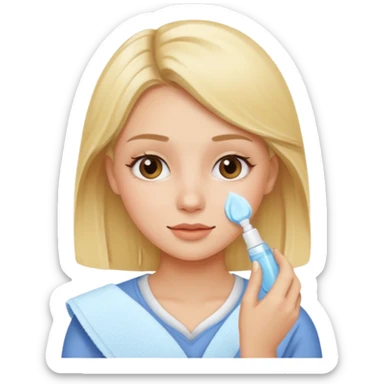 haz una chica rubia haciendose su skincare sticker