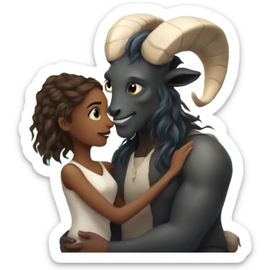 Capricorn girl and sea goat, love story  sticker