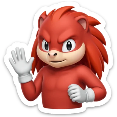 Sonic the hedgehogs friend knuckles a red animal with peach arms and white gloves sticker