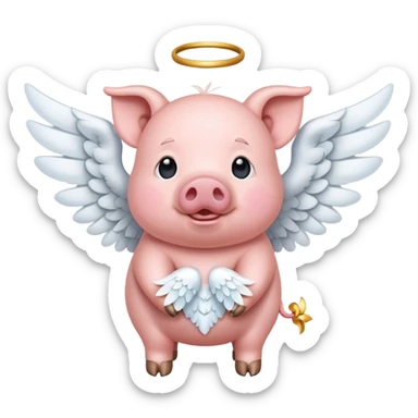 Emoji of a pig flying with angel wings sticker