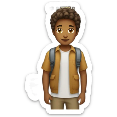 Brown Boy with straight hair going to school in bus sticker