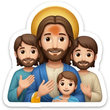 Jesus sitting with children around, welcoming expression sticker