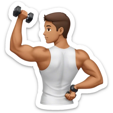 bicep side view holding a dumbbel palms-facing-away from camera sticker
