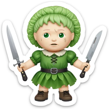 Evil cabbage patch doll with knife  sticker