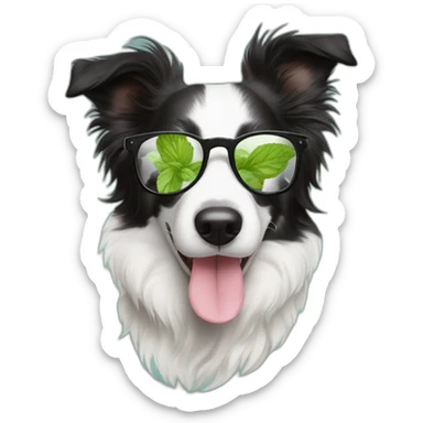 puppy border collie with glasses sniffing mojito sticker