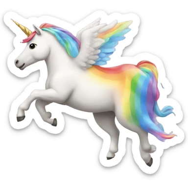 unicorn flies with rainbow sticker