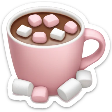 Light Pink mug of hot chocolate with marshmallows  sticker