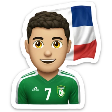 cristiano ronaldo con una bandera de excel y adentro de la bandera quiero el nombre "centro academico excel pro" sticker