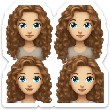 White Women, blue eyes, long brown curly hair, sticker
