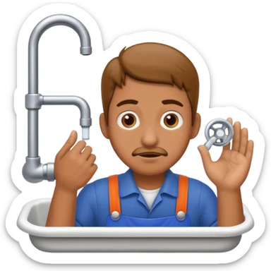 Clogged sink with a plumber sticker