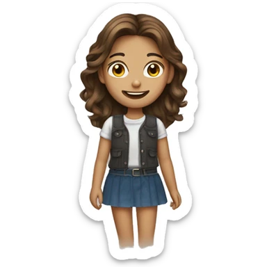 Pretty brown haired girl with braces sticker