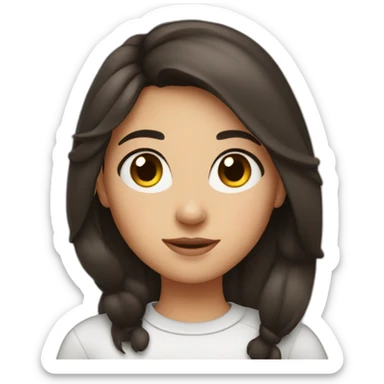 a brunette girl with a mole sticker