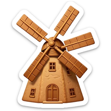 Speculaas Cinematic Realistic Speculaas Biscuit Emoji, depicted as a spiced speculaas cookie crafted in the shape of a windmill and warm, inviting lighting. sticker