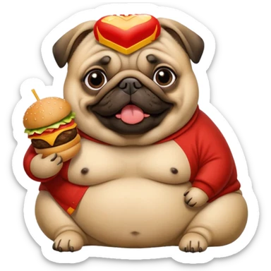 Fat pug eating MacDonalds sticker