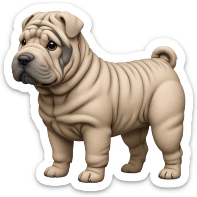 Grey shar pei dog standing sticker