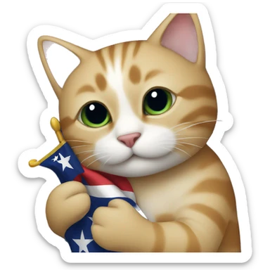 cat hugging texas flag sticker