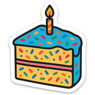 slice of funfetti birthday cake sticker