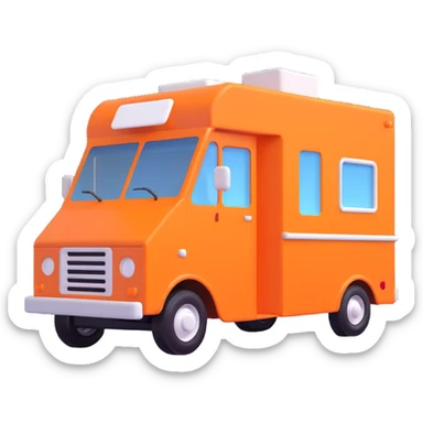 an orange coffee truck, 3D style with soft lighting sticker