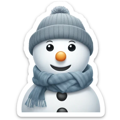 Blue grey cute snowman with cheeks and scarf  sticker