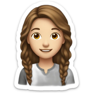 Girl with brown hair and braces sticker