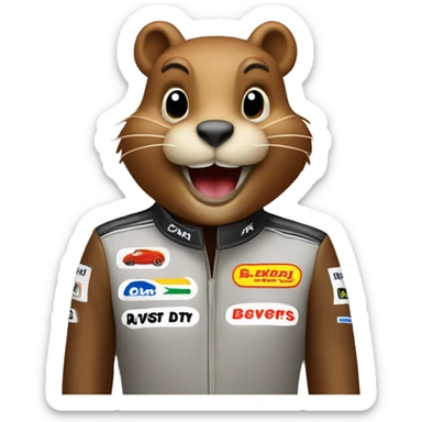 a beaver as a formula driver squeaking sticker