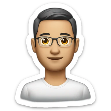 dutch/indonesian software engineer guy, around 40 years old but looks younger, very short hair, and hair still dark, light beard, no glasses sticker