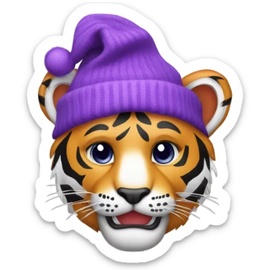 Tiger wearing purple stocking cap sticker