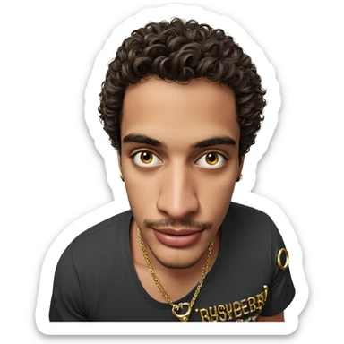 male portrait with jewelry sticker