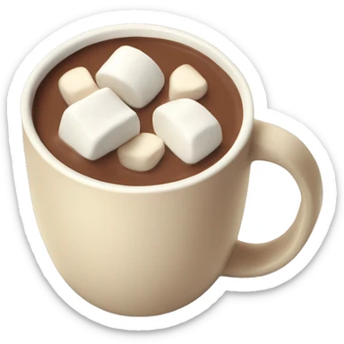 hot chocolate in a cream colored mug with marshmallows  sticker